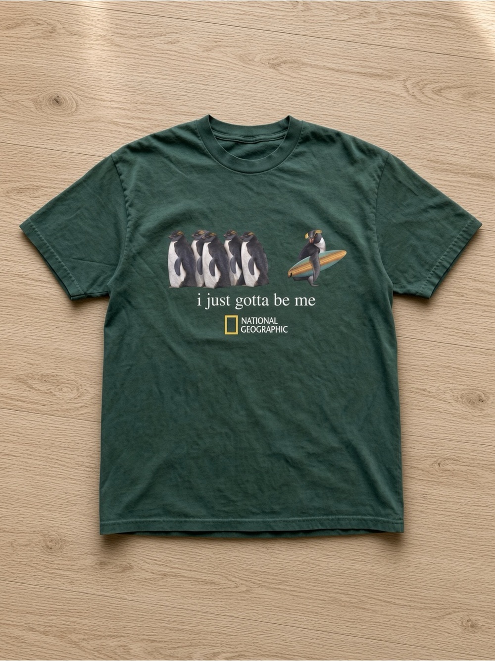 Gildan Forest Green National Geographic Penguin Graphic Tee